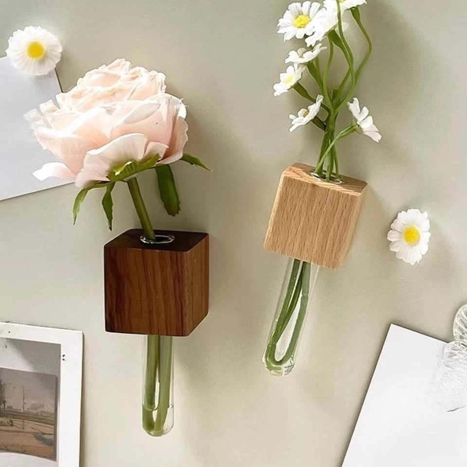 Mini Vase, Test Tube Vase for Refrigerator, Small Wooden Holder for Flower - Bild 1 von 1