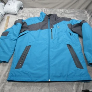 Spyder Jacket Men Large Blue Pockets Insulated Waterproof Full Zip Ski Snowboard - Picture 1 of 21