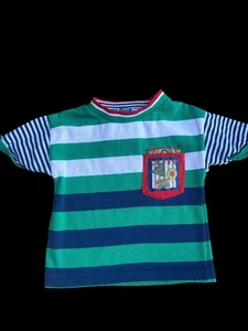 Vintage Little Levi's grün blau und weiß gestreiftes Kanu Motiv Shirt 2T/3T - Bild 1 von 4