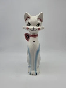 Vintage Single MCM blau & weiß anthropomorphe große Katze Pfefferstreuer (B1) - Bild 1 von 7