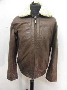 VINTAGE LEATHER BOMBER MOTORCYCLE JACKET SIZE M, ARROW SHEEPSKIN COLLAR - Picture 1 of 20