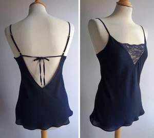 M&S Rosie for AUTOGRAPH Blue Camisole Top Size 8 Lace Trimmed - Picture 1 of 11