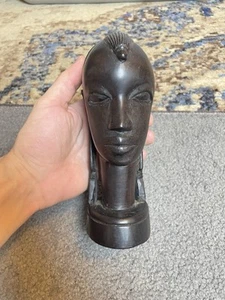 Busto legno intagliato a mano Kenya legno fatto a mano scultura legno testa tradizionale keniota - Foto 1 di 10