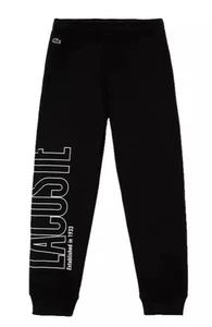 LACOSTE Kids “Established In 1933” Logo Black Fleece Jogger Sweatpants Sz 10 YR - Picture 1 of 2