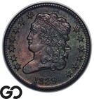 1829 Half Cent, Classic Head, Rainbow Toning, Beautiful Eye Appeal, Choice BU++