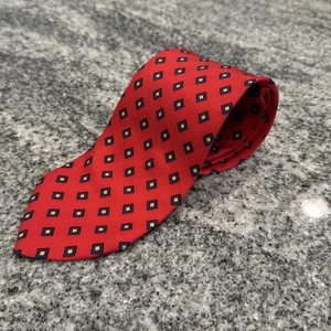Corbata Brooks Brothers Makers 100 % seda hecha en EE. UU. oro rojo azul marino diamante 57" - Imagen 1 de 7