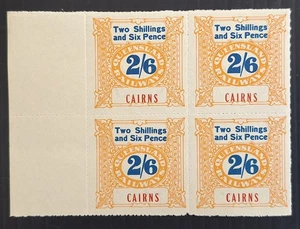 1927 Queensland Australia Bk 4X2/6- Orange&Blue Railways stamps Roulettes Cairns - Picture 1 of 2