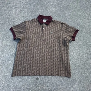 Lacoste Live Monogram Jacquard Polo Shirt Mens 3XL Unisex Classic Fit Brown - Picture 1 of 8