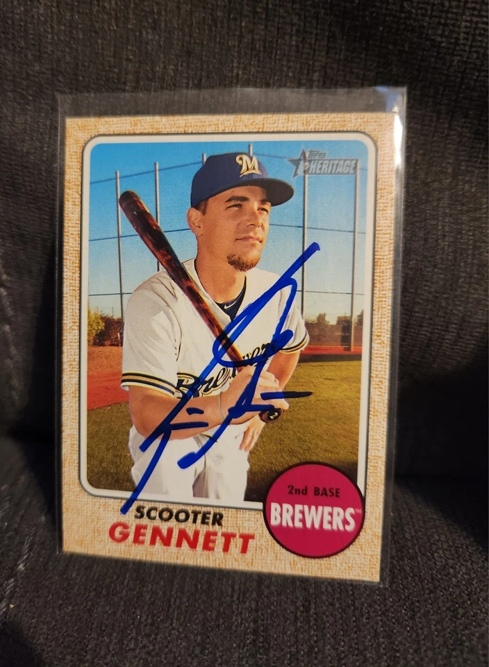 Scooter Gennett Autograph Signed 2017 Topps Heritage Milwaukee Brewers - Image 1 of 1