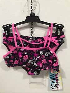 Breaking Waves Kids Swim Bikini Suit - Large 10/12 Pink (TW-906) - Picture 1 of 12