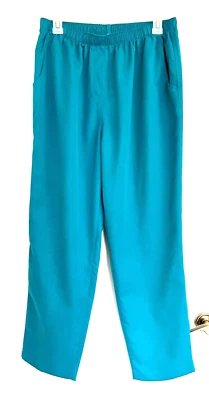 Calças femininas de perna reta, bolsos laterais em excelente estado usado ALIA. Tamanho 14 azul-petróleo - Imagem 1 de 4