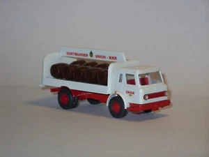 Wiking Dortmunder UNION Bier IHC Getränkewagen mit Ladung Fässer - Bild 1 von 3