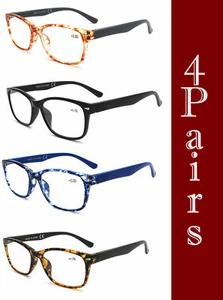 4 pares de gafas de lectura con bisagra de resorte para mujer y hombre - Imagen 1 de 6