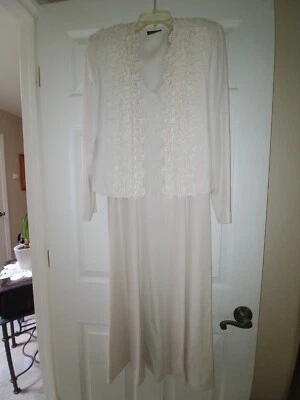 Винтажный 80-х годов платье комплект 2шт Blazer слоновой кости кружева на пуговицах размер 8 - Изображение 1 из 4