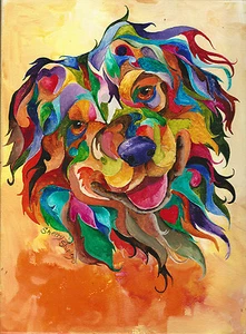 Australian Shepherd 8X10 DOG Colorful Print from Artist Sherry Shipley - Picture 1 of 1