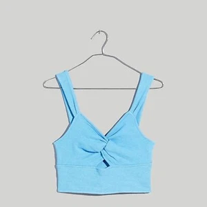 NWOT Madewell Cutout Knot-Front Crop Tank Top Blue Size Medium - Picture 1 of 12