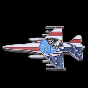 F16 Silver World Plane US Air Force I Military War History Combat Aviation Coin - Picture 1 of 12