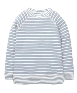 Mini Boden Girl's Long Sleeve Raw Stitched Striped Jumper Top - Grey Marl - Picture 1 of 1