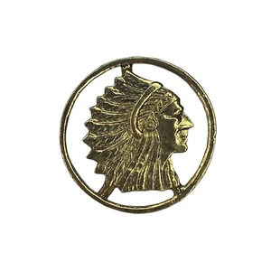 Vintage Indian Chief Head Gold Tone Half Dollar Size Native American Cutout - Picture 1 of 3
