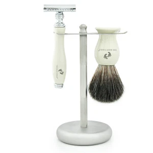 Premium Men's Wet Grooming Shaving Set-Gift Boxed Safety Razor & Brush Stand New - Picture 1 of 3