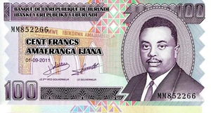 Burundi World Paper Money 100 francs ▶ P-44b 2011 World Banknote uncirculated - Picture 1 of 2