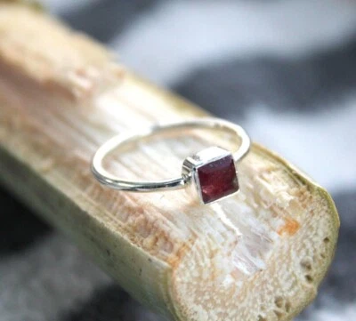 Handmade Ruby Ring 925 Sterling Silver Stacking Ring Women's Ring Gift For Her - Image 1 of 4