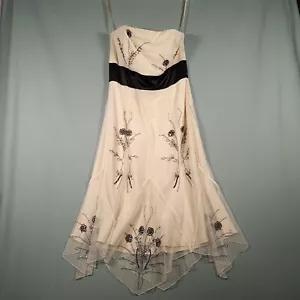 Coast Dress Womens 10-12 Beige Cream Bustier Layered Floral Gown Preloved - Picture 1 of 17