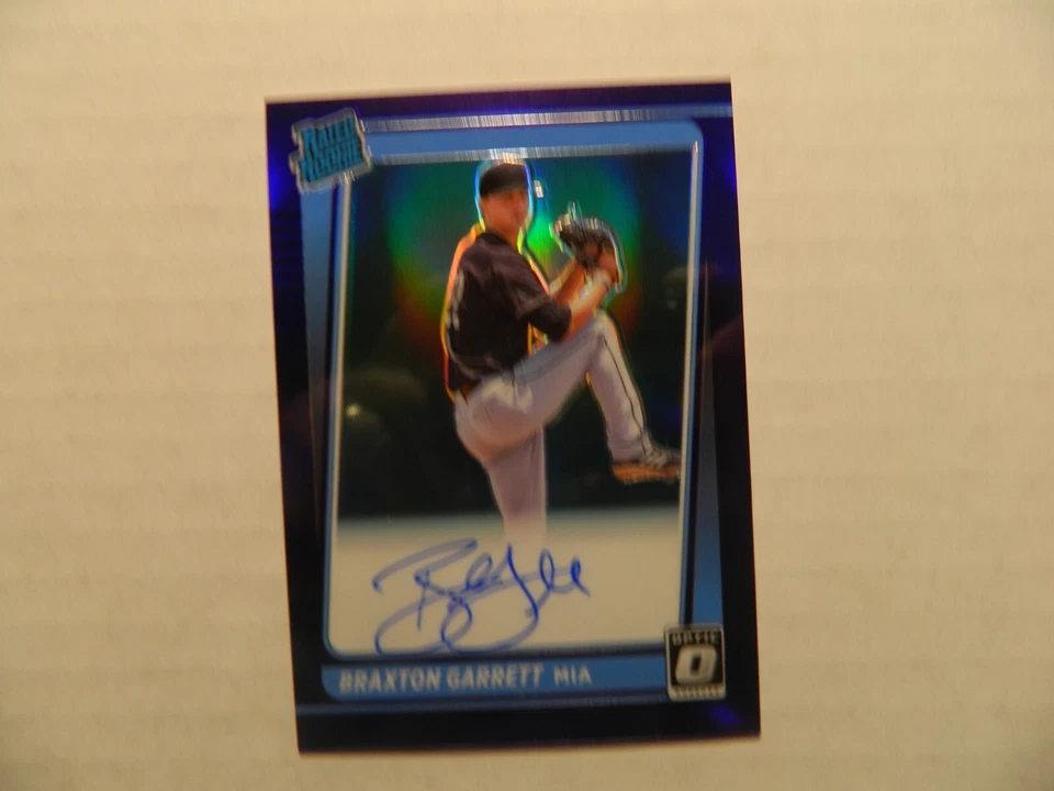 202 1 Donruss Optic Autographed Purple Prizm RR Card of Braxton Garrett - Marlin - Image 1 of 1