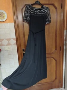 Abito Da Sera Donna Nero Argento Vintage Anni '60 /'70 - Foto 1 di 6