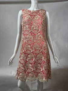 Eliza J Womens Sleeveless Lace Overlay Shift Dress Pink & Ivory Size 6 - Picture 1 of 24