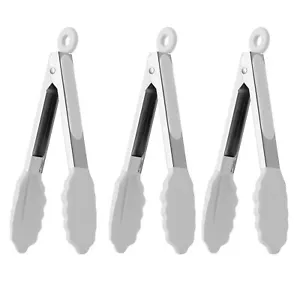 7-Inch Small Kitchen Tongs Set of 3 Silicone Tiped Serving Tongs for Buffet S... - Picture 1 of 6