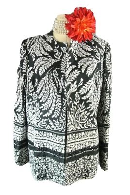 Chaqueta Ellen Tracy 16 Paisley tweed Trabajo Formal Lentejuelas Otoño Cóctel Blazer #1031 Foto 1 de 4