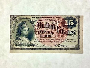 ~ FR 1267 - Fourth Issue 15 Cents Bust of Columbia US Fractional Currency Note - Picture 1 of 2