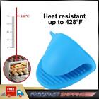 2pcs Silicone Oven Mitts Insulated Baking Gloves Hand Clip Kitchen Supply (Blue)