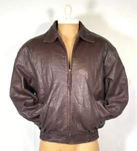 Deerskin Trading Post Brown Luxury Leather Bomber Jacket Fur Lining Mens Sz L - Picture 1 of 20