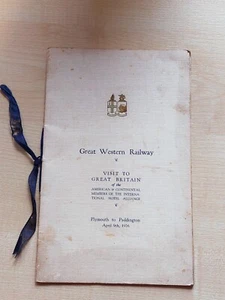 GWR Menu, Plymouth to Paddington 9 Apr 1926 for the International Hotel Alliance - Picture 1 of 4