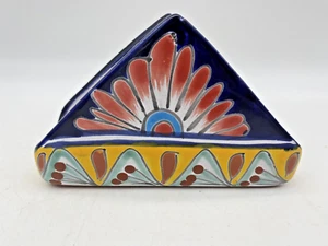 Talavera Pottery Napkin Holder Colorful Mail Holder Hand Painted Mexico Folk Art - Picture 1 of 12