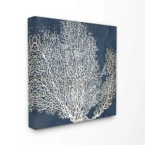 Stupell Industries Sea Coral Ocean Life Silhouette Blue White Canvas Wall Art... - Picture 1 of 7