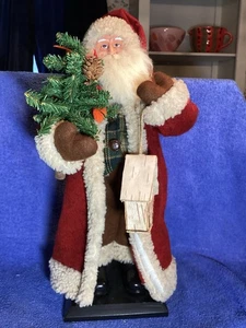 Vintage St. Nicholas Square Spirit Of Santa Collection Santa With Birdhouse Pine - Picture 1 of 11