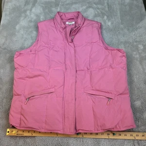 Talbots Womens Sleeveless Down Vest Petites 1X Full Zip Puffer Jacket Pink FLAWS - Picture 1 of 11