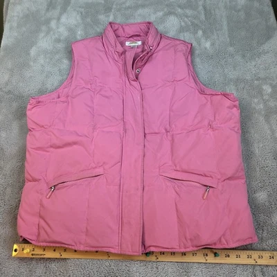 Talbots Womens Sleeveless Down Vest Petites 1X Full Zip Puffer Jacket Pink FLAWS - Image 1 of 4