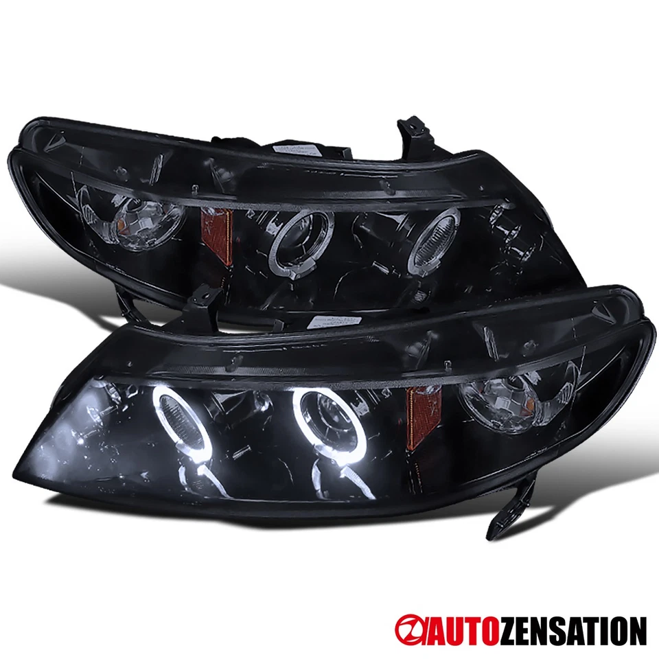 Fit 2006-2011 Honda Civic Sedan Black Smoke LED Halo Projector Headlights 06-11 Foto 1 de 4