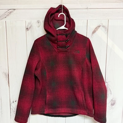 Sudadera con capucha The North Face Crescent para mujer grande roja a cuadros usada en excelente estado Foto 1 de 4