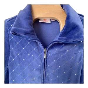 Quacker Factory Vest Women's Size Large Purple Velour Zip Sequins QVC Holiday - Picture 1 of 5