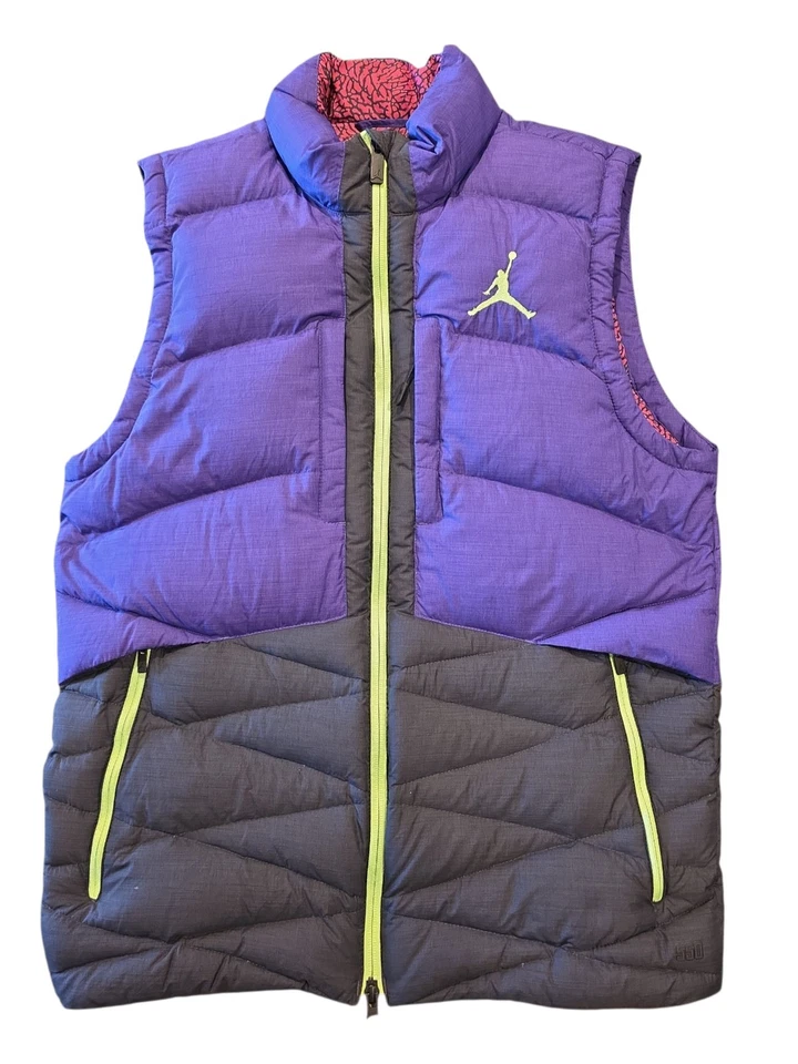 Jordan V Fresh Prince Down Puffer Vest Purple/Charcoal Elephant Print Men’s S - Image 1 of 4