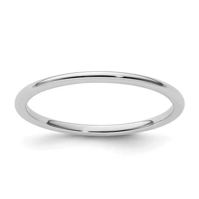 10K White Gold 1.2mm Half Round Polished Wedding Band Ring Size 9.5 - Image 1 of 4