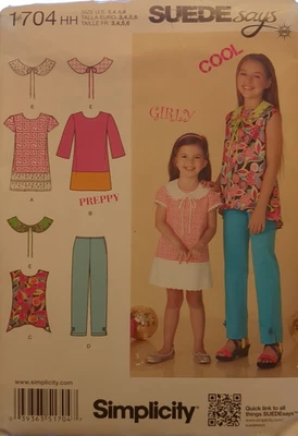SIMPLICITY Sewing Pattern #1704 GIRLS' DRESS, TUNIC, PANTS size 3-4-5-6 UC/FF - Image 1 of 4