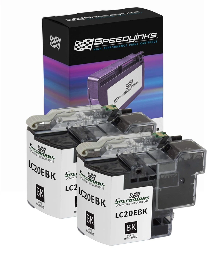 2PK Compatible Brother LC20EBK Super HY Black Ink for use in Brother MFC-J5920DW - Image 1 of 4