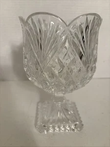 Shannon Designs of Ireland 24% Lead Crystal Pedestal Tulip Vase Candy Bowl 7" - Picture 1 of 7