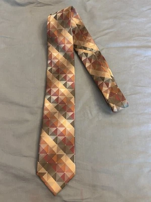 Мужской галстук Van Heusen (RN121148) геометрический желтовато-коричневый оранжевый розовый 100% шелк - Изображение 1 из 4